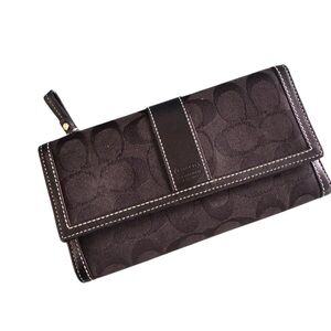 Coach Black Signature Wallet Long Monogram